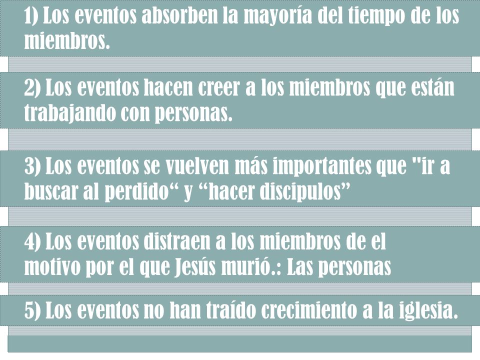 1) Los eventos absorben la mayoría del tiempo de los miembros.