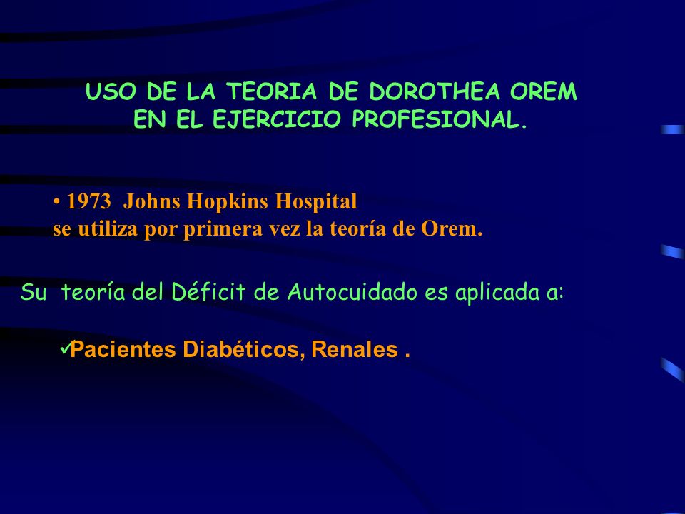 USO DE LA TEORIA DE DOROTHEA OREM EN EL EJERCICIO PROFESIONAL.