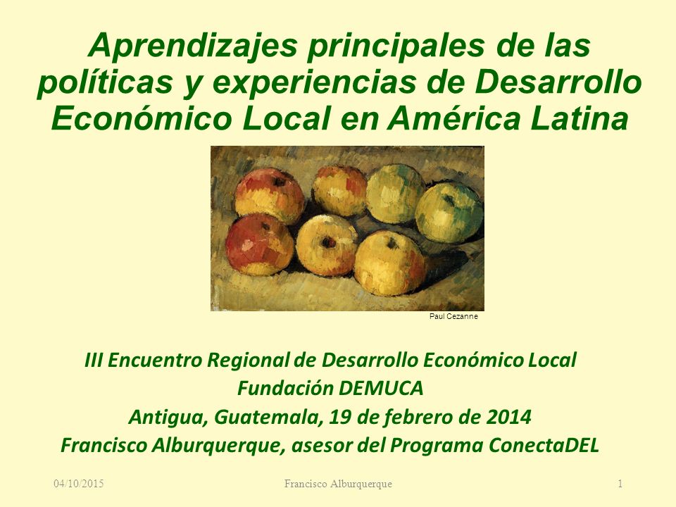 Aprendizajes principales de las políticas y experiencias de Desarrollo Económico Local en América Latina