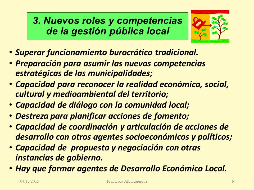 3. Nuevos roles y competencias de la gestión pública local
