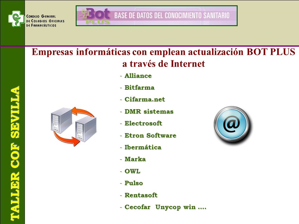 Empresas informáticas con emplean actualización BOT PLUS a través de Internet