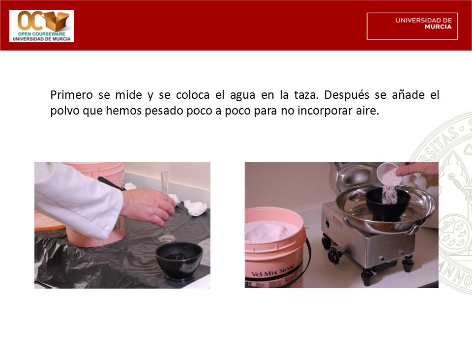 Primero se mide y se coloca el agua en la taza
