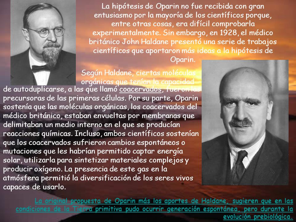 Según Haldane, ciertas moléculas orgánicas que tenían la capacidad