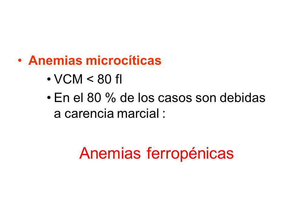 Anemias microcíticas VCM < 80 fl.