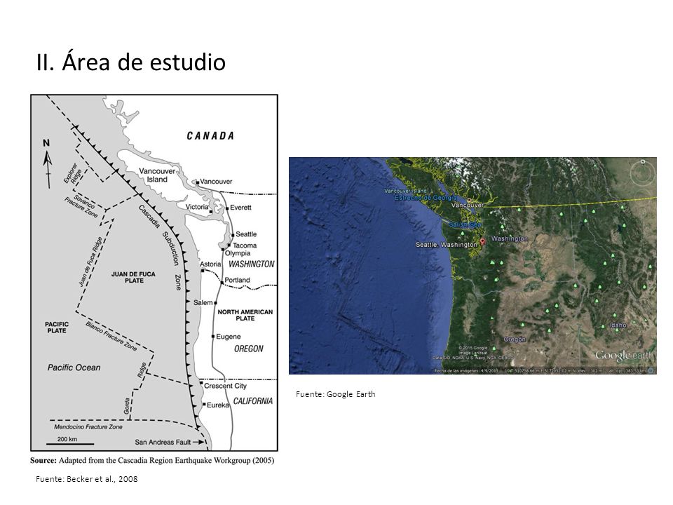 II. Área de estudio Fuente: Google Earth Fuente: Becker et al., 2008