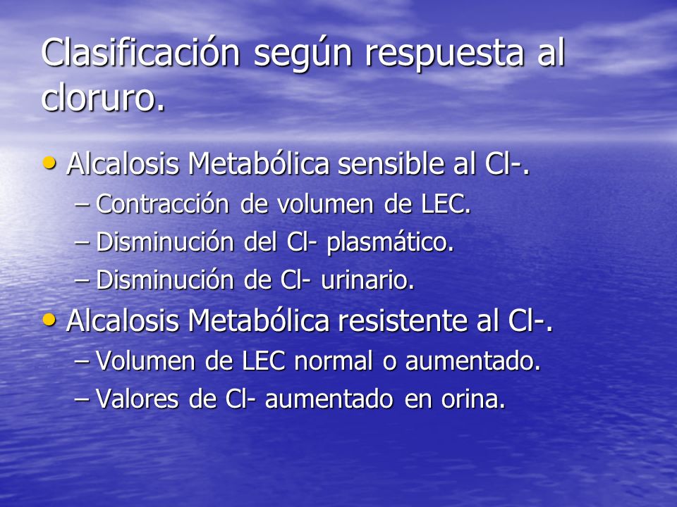 Clasificación según respuesta al cloruro.