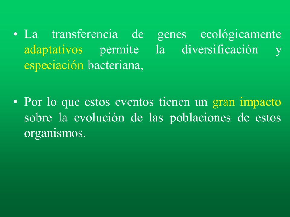 La transferencia de genes ecológicamente adaptativos permite la diversificación y especiación bacteriana,