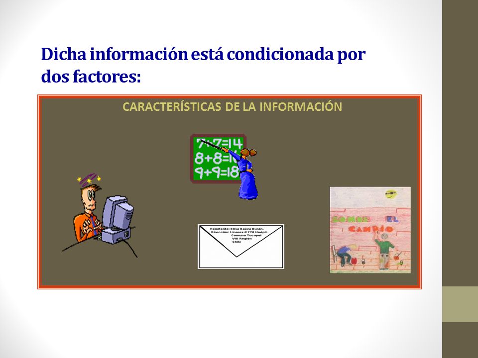 Dicha información está condicionada por dos factores: