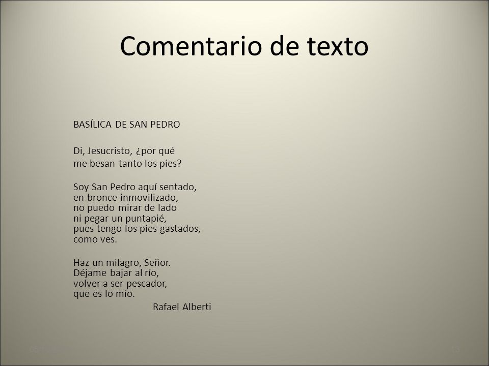 Comentario de texto Di, Jesucristo, ¿por qué me besan tanto los pies