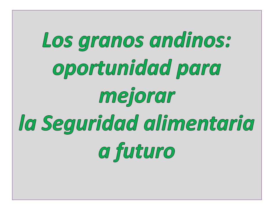 Los granos andinos: oportunidad para mejorar la Seguridad alimentaria a futuro
