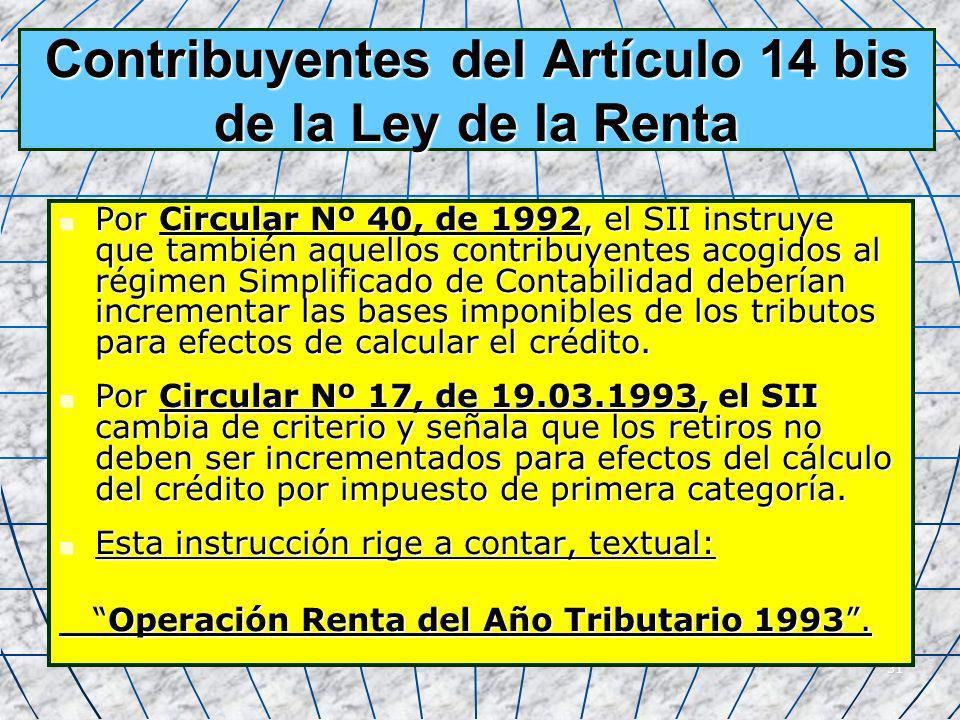 Contribuyentes del Artículo 14 bis de la Ley de la Renta