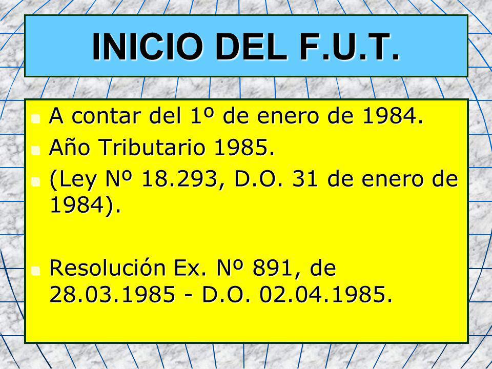 INICIO DEL F.U.T. A contar del 1º de enero de 1984.