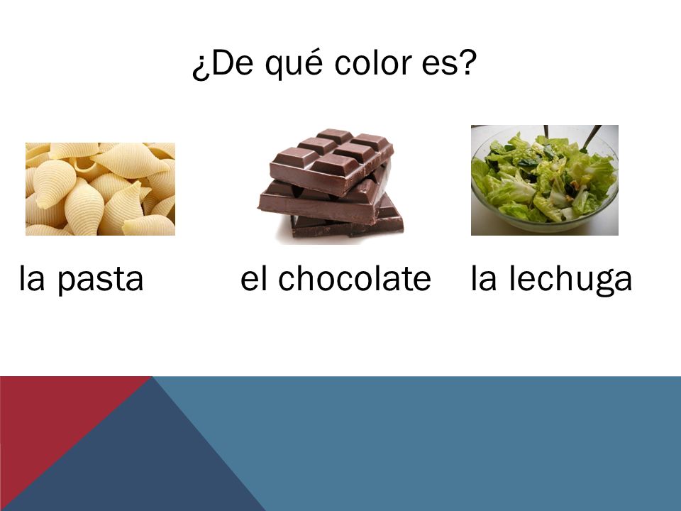 ¿De qué color es la pasta el chocolate la lechuga