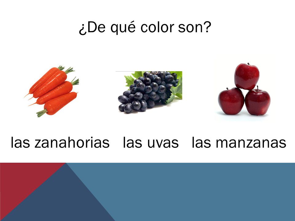 ¿De qué color son las zanahorias las uvas las manzanas