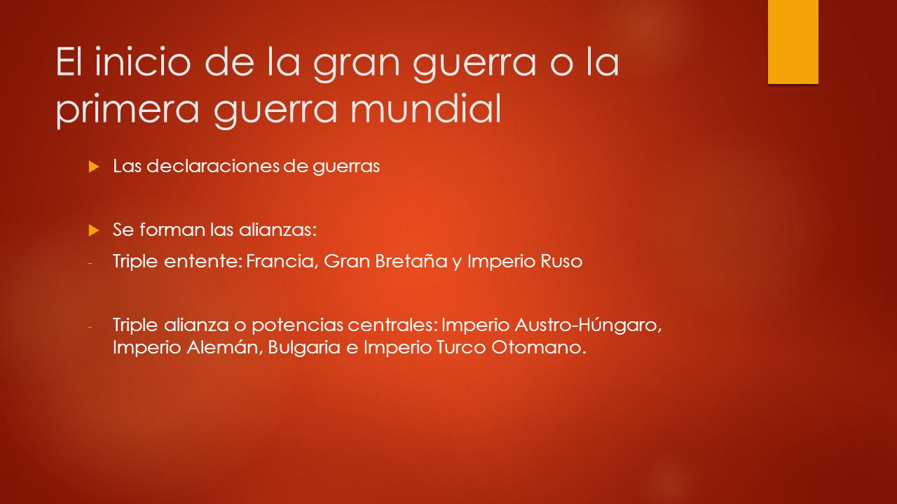 El inicio de la gran guerra o la primera guerra mundial