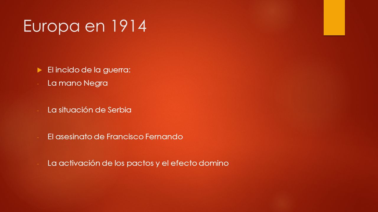 Europa en 1914 El incido de la guerra: La mano Negra