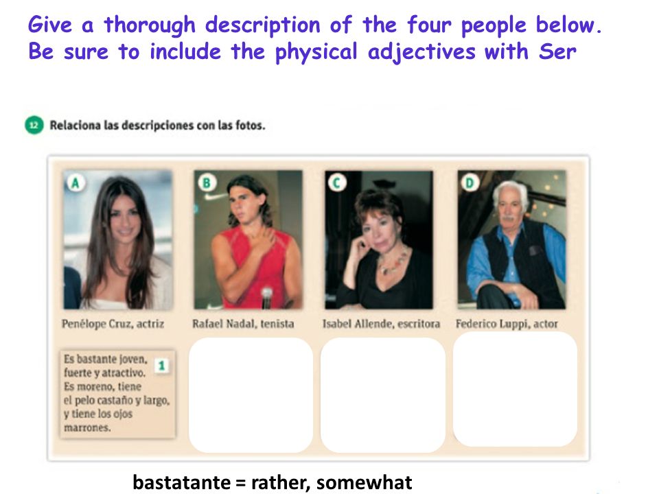 Give a thorough description of the four people below