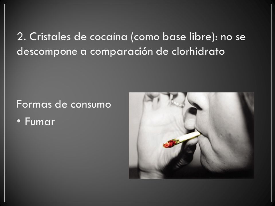 2. Cristales de cocaína (como base libre): no se descompone a comparación de clorhidrato
