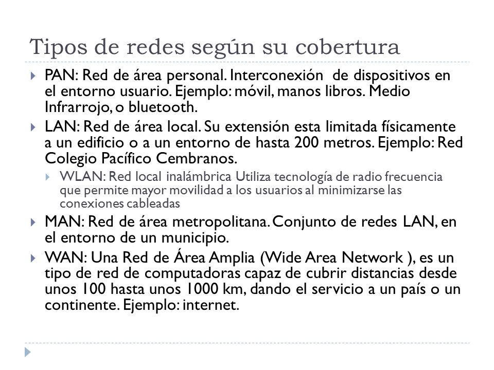 Tipos de redes según su cobertura
