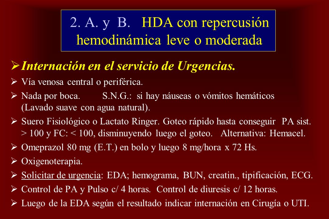 2. A. y B. HDA con repercusión hemodinámica leve o moderada