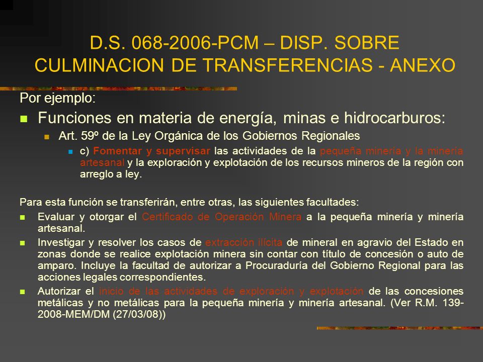 D.S PCM – DISP. SOBRE CULMINACION DE TRANSFERENCIAS - ANEXO