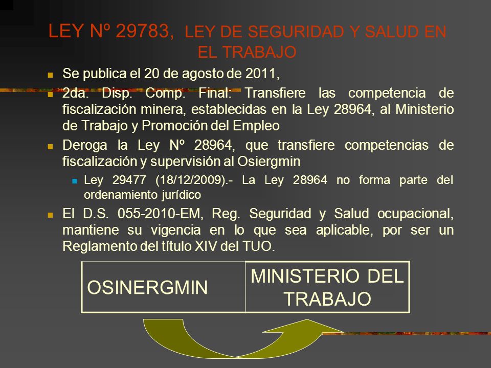 LEY Nº 29783, LEY DE SEGURIDAD Y SALUD EN EL TRABAJO