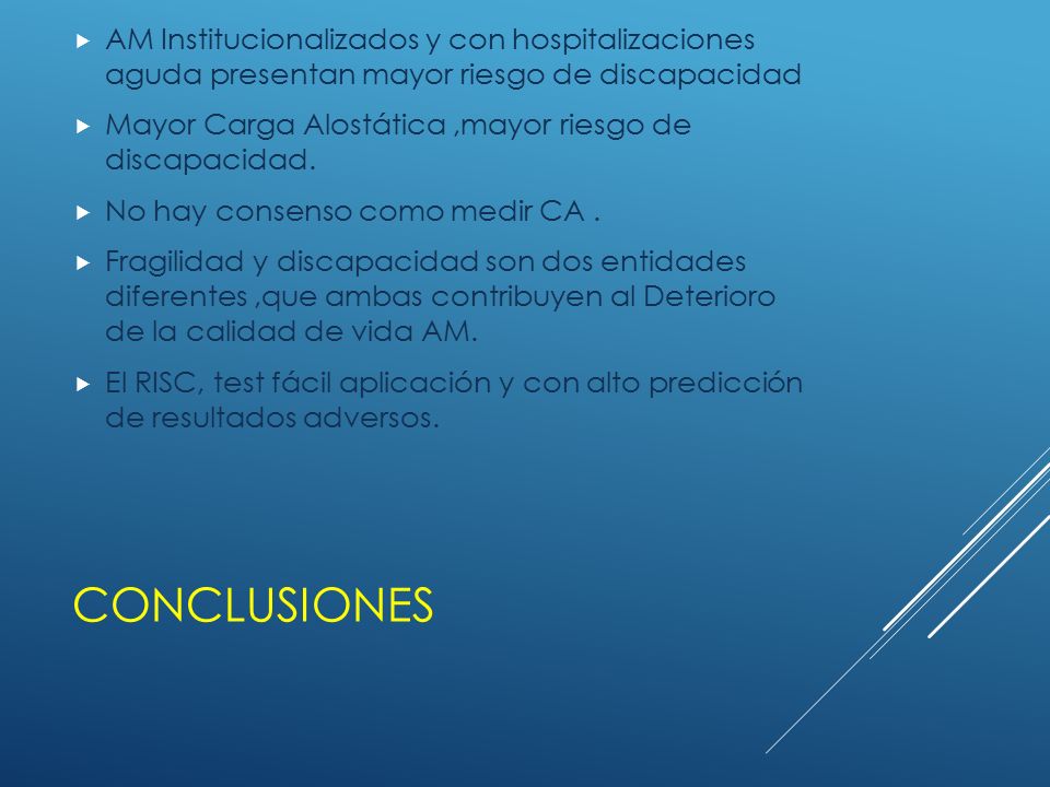 AM Institucionalizados y con hospitalizaciones aguda presentan mayor riesgo de discapacidad