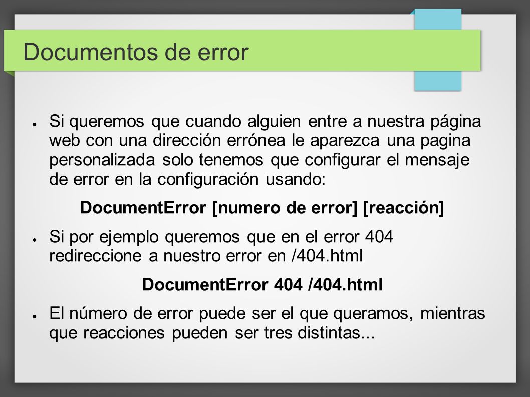 DocumentError [numero de error] [reacción]