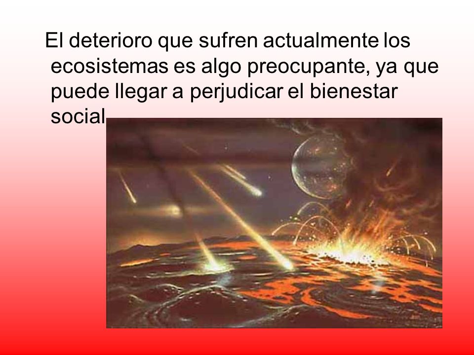 El deterioro que sufren actualmente los ecosistemas es algo preocupante, ya que puede llegar a perjudicar el bienestar social.