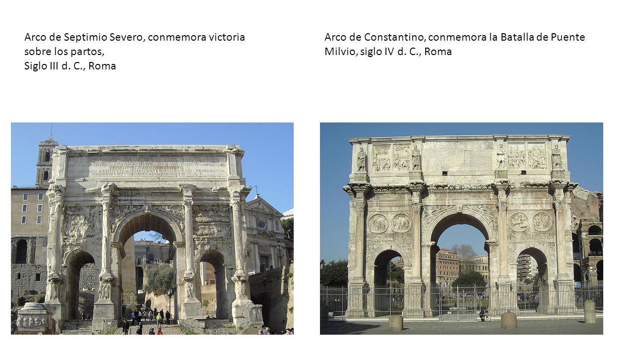 Arco de Septimio Severo, conmemora victoria sobre los partos,