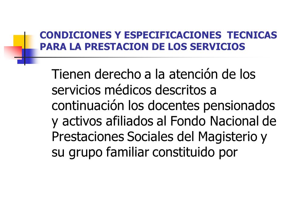 CONDICIONES Y ESPECIFICACIONES TECNICAS PARA LA PRESTACION DE LOS SERVICIOS