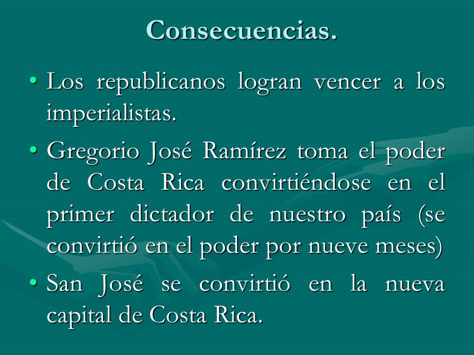 Consecuencias. Los republicanos logran vencer a los imperialistas.