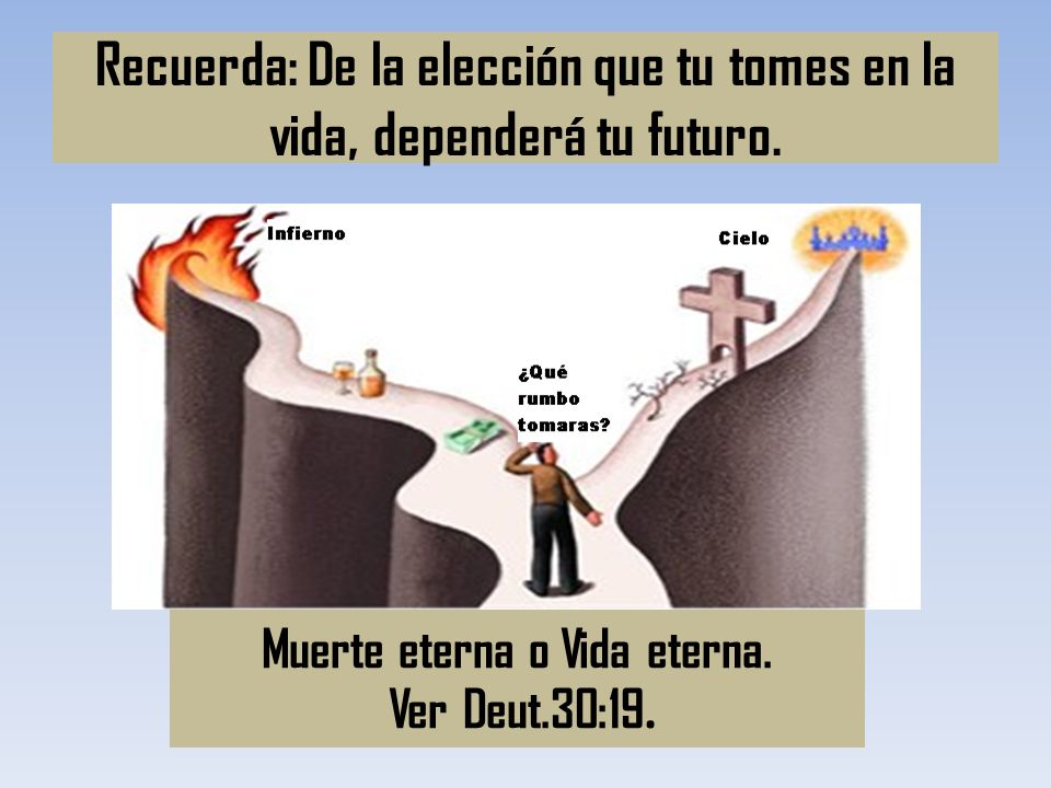 Recuerda: De la elección que tu tomes en la vida, dependerá tu futuro.