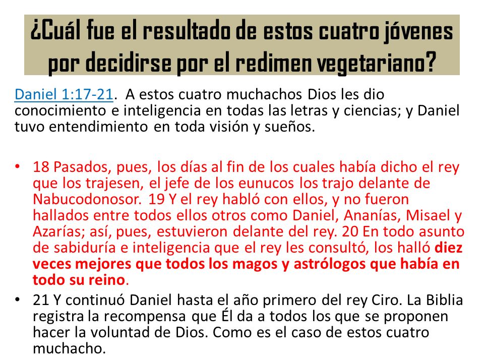 ¿Cuál fue el resultado de estos cuatro jóvenes por decidirse por el redimen vegetariano