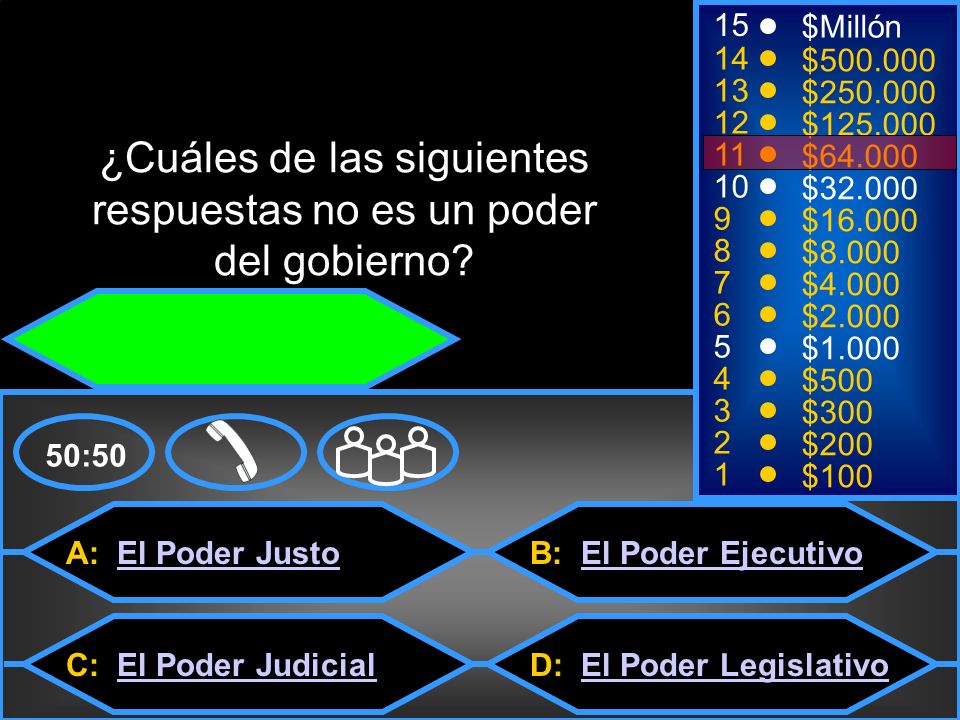¿Cuáles de las siguientes respuestas no es un poder del gobierno