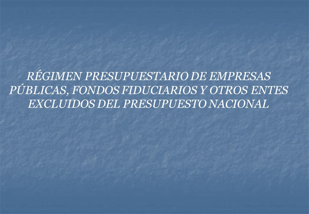 RÉGIMEN PRESUPUESTARIO DE EMPRESAS PÚBLICAS, FONDOS FIDUCIARIOS Y OTROS ENTES EXCLUIDOS DEL PRESUPUESTO NACIONAL