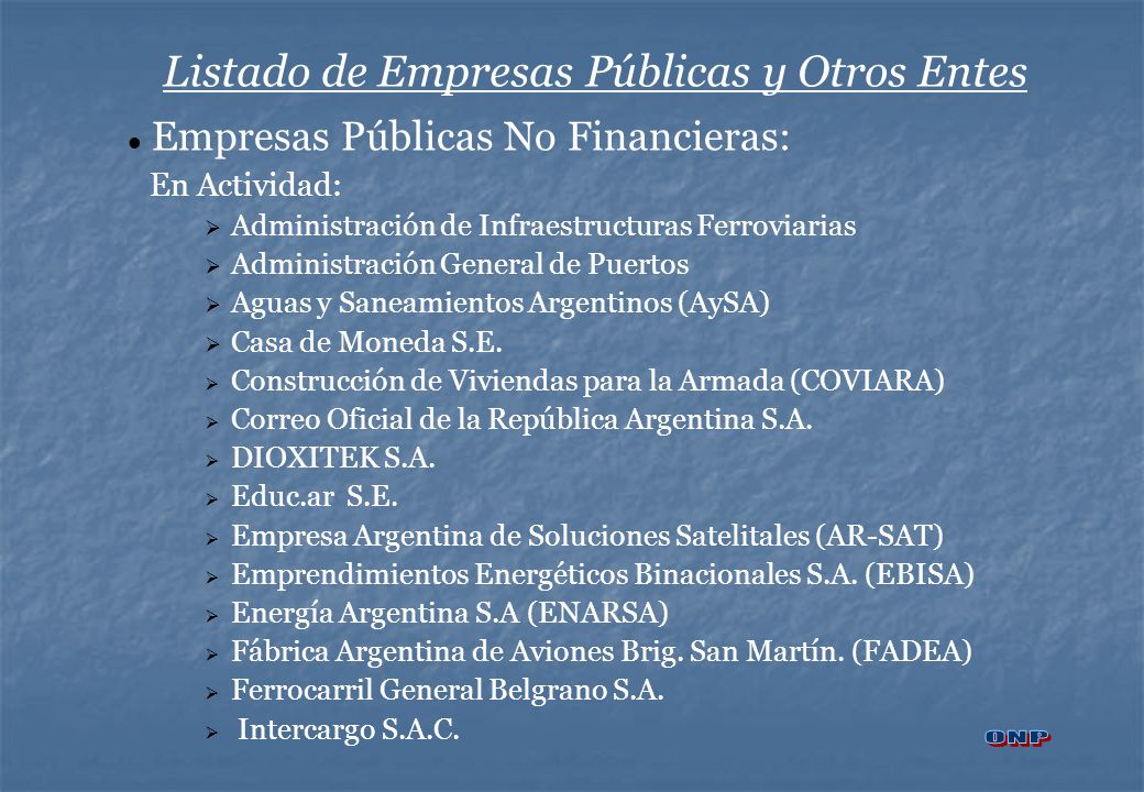 Listado de Empresas Públicas y Otros Entes