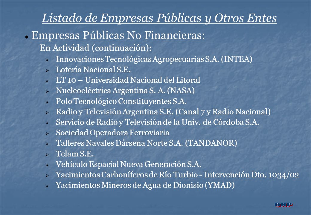 Listado de Empresas Públicas y Otros Entes