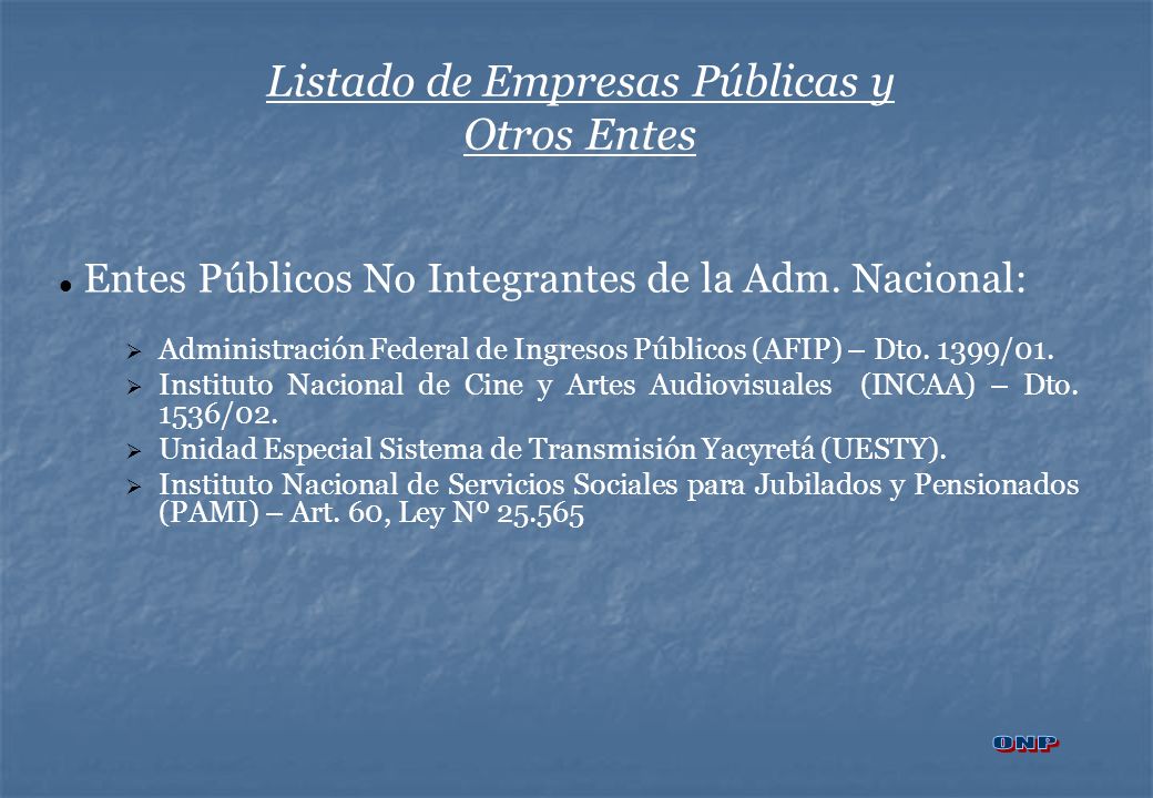 Listado de Empresas Públicas y Otros Entes
