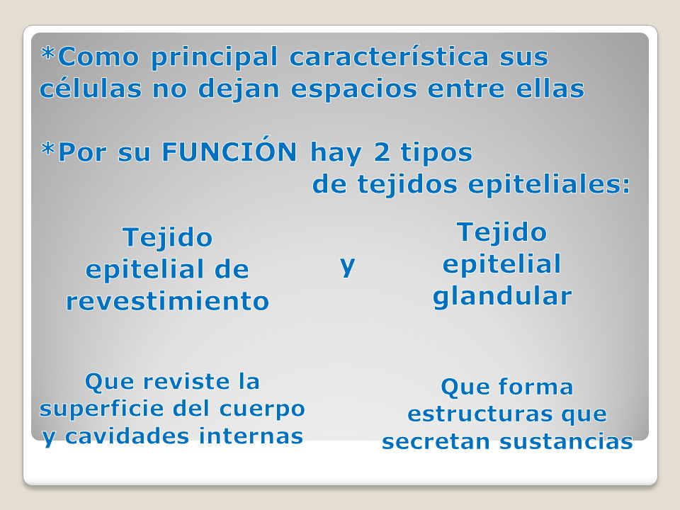*Por su FUNCIÓN hay 2 tipos de tejidos epiteliales: