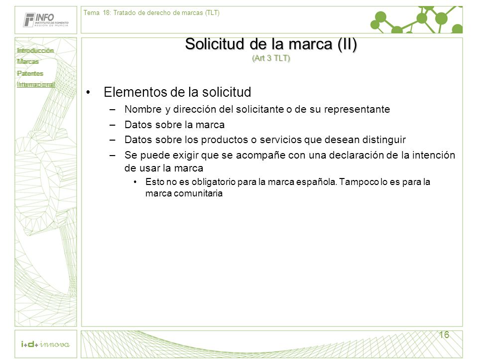 Solicitud de la marca (II) (Art 3 TLT)