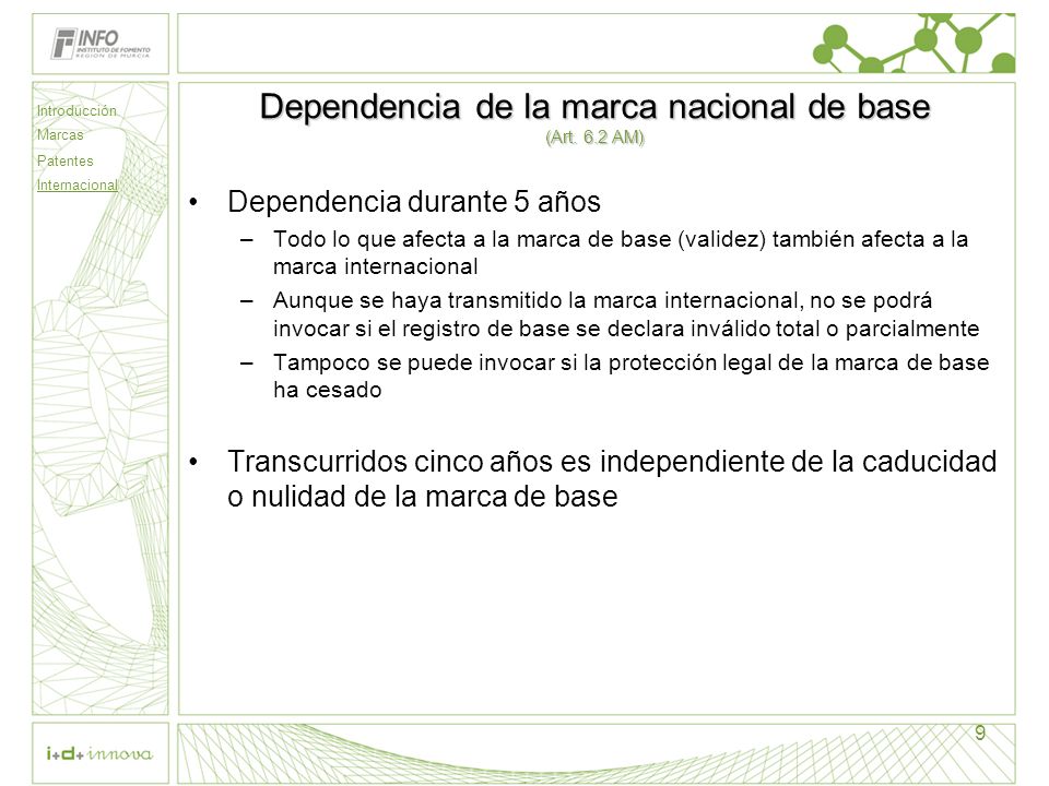 Dependencia de la marca nacional de base (Art. 6.2 AM)