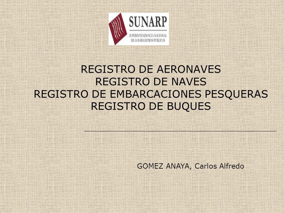 REGISTRO DE AERONAVES REGISTRO DE NAVES REGISTRO DE EMBARCACIONES PESQUERAS REGISTRO DE BUQUES