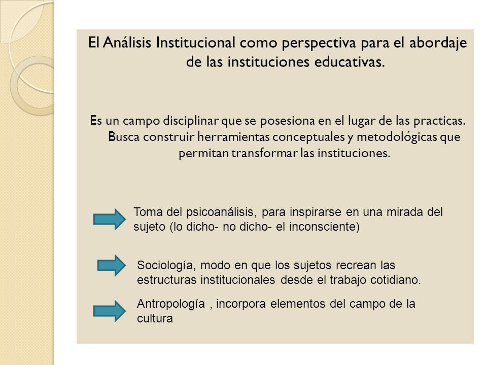 El Análisis Institucional como perspectiva para el abordaje de las instituciones educativas.
