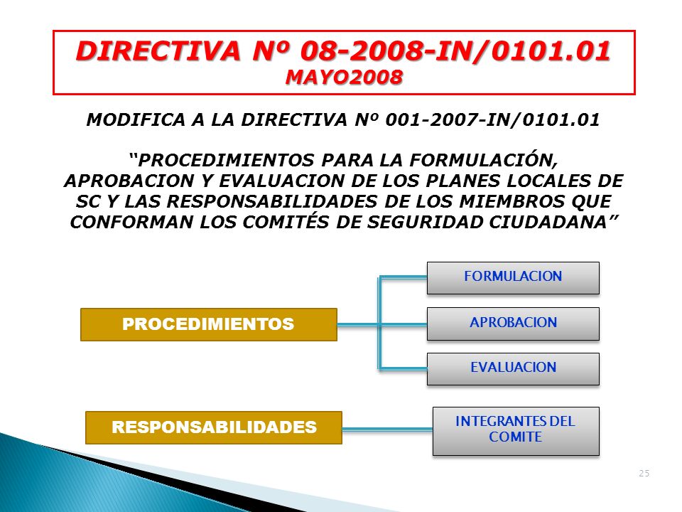 MODIFICA A LA DIRECTIVA Nº IN/ INTEGRANTES DEL COMITE