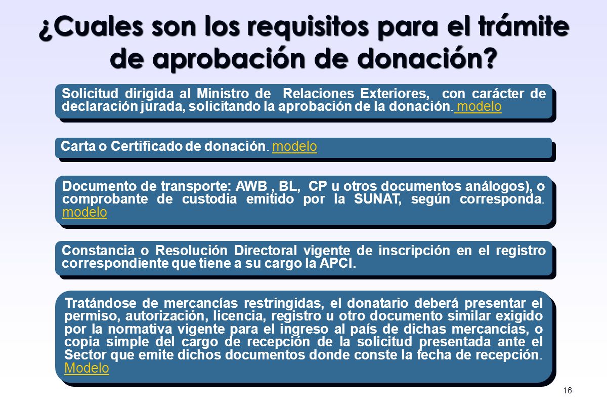 ¿Cuales son los requisitos para el trámite de aprobación de donación