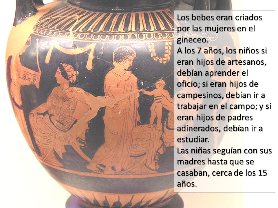 Los bebes eran criados por las mujeres en el gineceo.