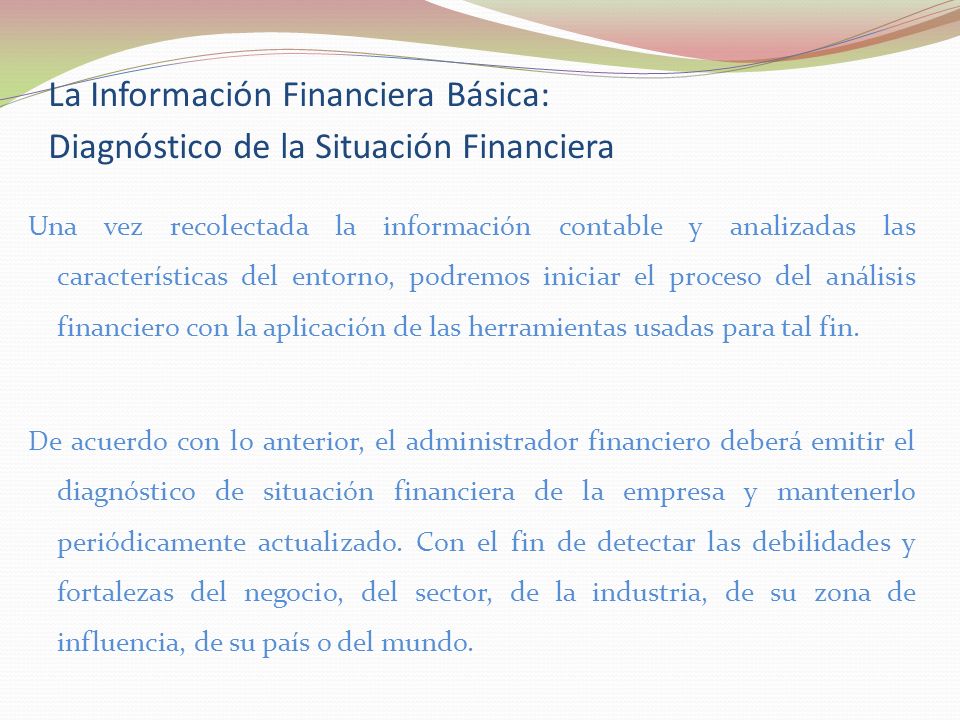 La Información Financiera Básica: Diagnóstico de la Situación Financiera