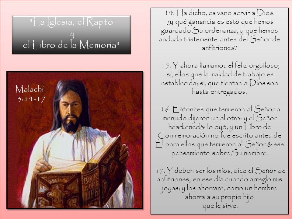 La Iglesia, el Rapto y el Libro de la Memoria Malachi 3:14-17