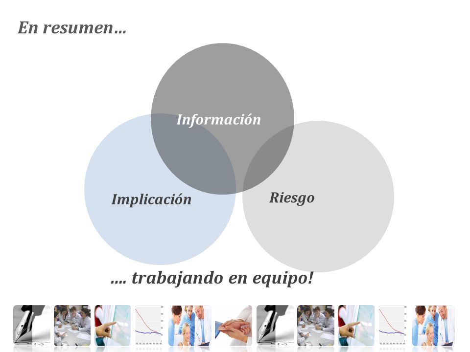 En resumen… Información Implicación Riesgo …. trabajando en equipo! 11